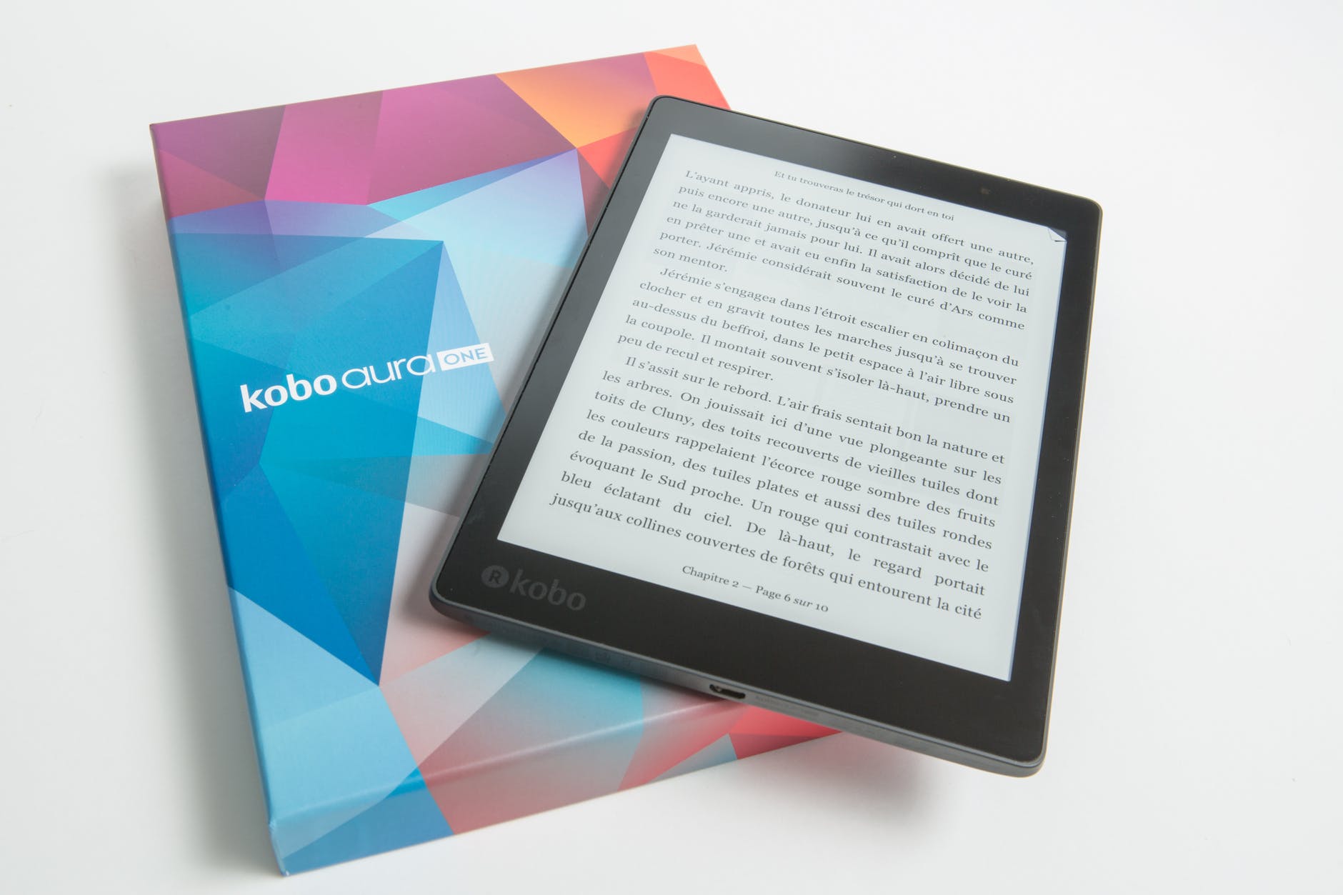 black kobo aura one tablet with box